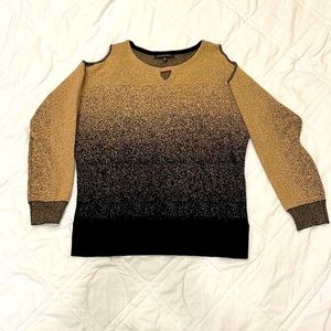 Stunning bronzy gold cold shoulder sweater